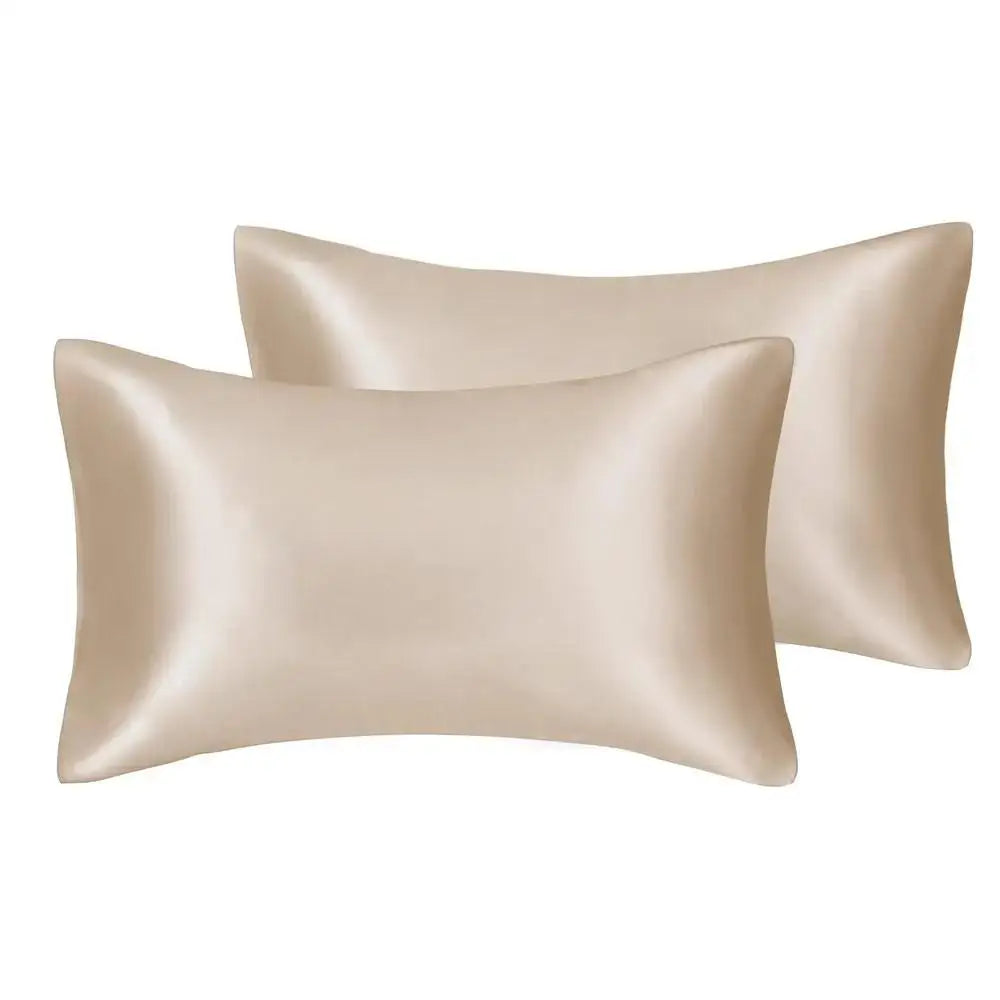 2pcs/lot Solid Silky Satin Skin Care Pillowcases Hair Anti Pillow Case Queen Size Envelope Pillow Covers for Home Hotel Travel
