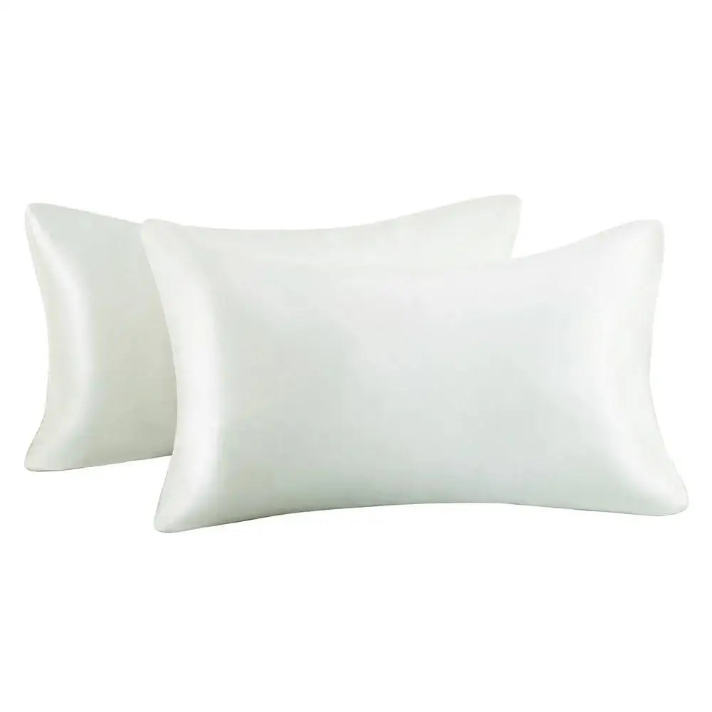 2pcs/lot Solid Silky Satin Skin Care Pillowcases Hair Anti Pillow Case Queen Size Envelope Pillow Covers for Home Hotel Travel