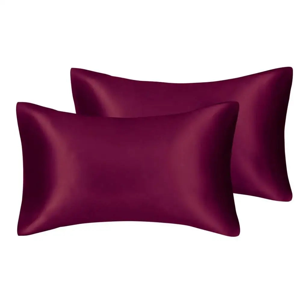 2pcs/lot Solid Silky Satin Skin Care Pillowcases Hair Anti Pillow Case Queen Size Envelope Pillow Covers for Home Hotel Travel
