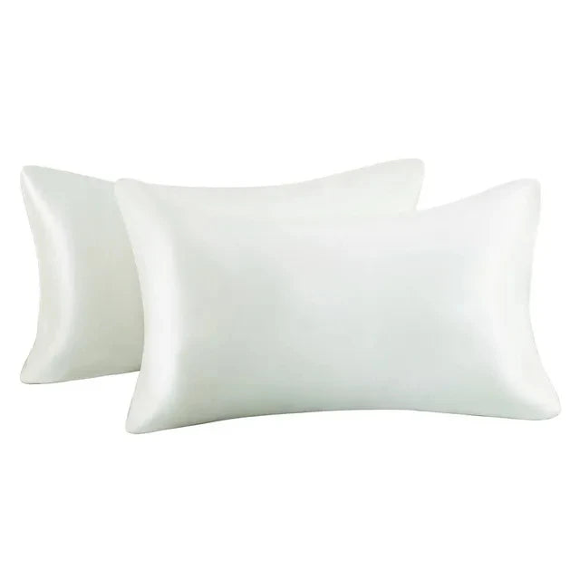 2pcs/lot Solid Silky Satin Skin Care Pillowcases Hair Anti Pillow Case Queen Size Envelope Pillow Covers for Home Hotel Travel