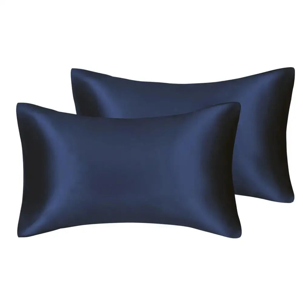 2pcs/lot Solid Silky Satin Skin Care Pillowcases Hair Anti Pillow Case Queen Size Envelope Pillow Covers for Home Hotel Travel