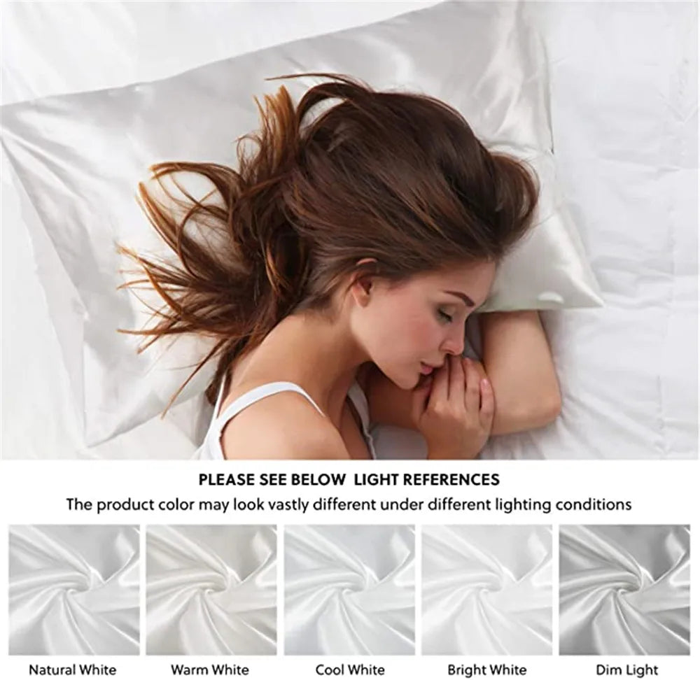 2pcs/lot Solid Silky Satin Skin Care Pillowcases Hair Anti Pillow Case Queen Size Envelope Pillow Covers for Home Hotel Travel