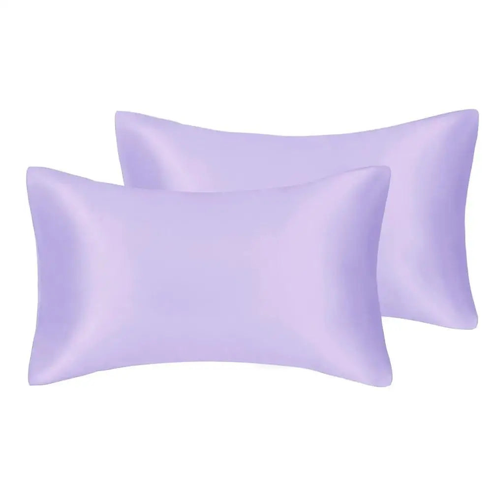 2pcs/lot Solid Silky Satin Skin Care Pillowcases Hair Anti Pillow Case Queen Size Envelope Pillow Covers for Home Hotel Travel