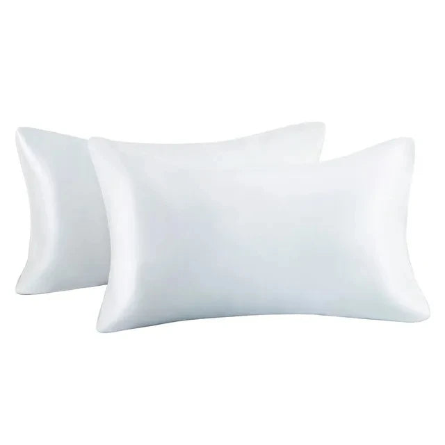 2pcs/lot Solid Silky Satin Skin Care Pillowcases Hair Anti Pillow Case Queen Size Envelope Pillow Covers for Home Hotel Travel