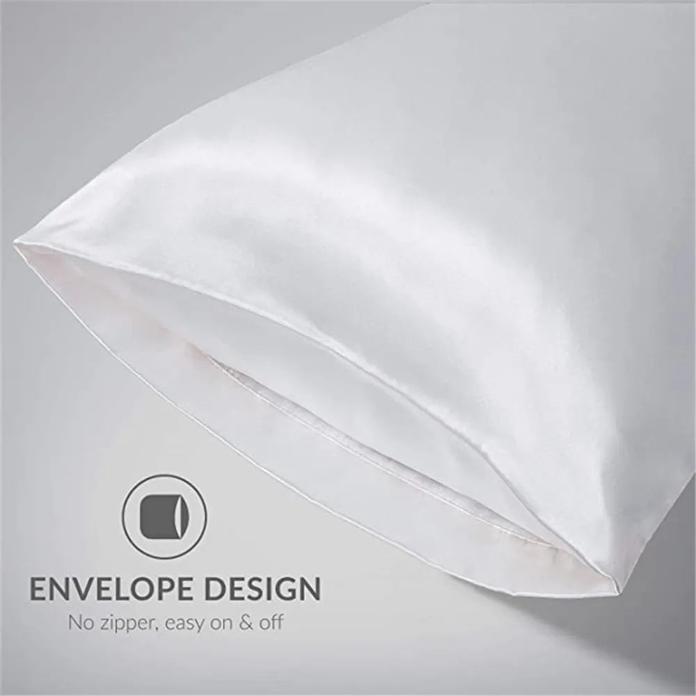 2pcs/lot Solid Silky Satin Skin Care Pillowcases Hair Anti Pillow Case Queen Size Envelope Pillow Covers for Home Hotel Travel