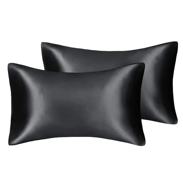 2pcs/lot Solid Silky Satin Skin Care Pillowcases Hair Anti Pillow Case Queen Size Envelope Pillow Covers for Home Hotel Travel