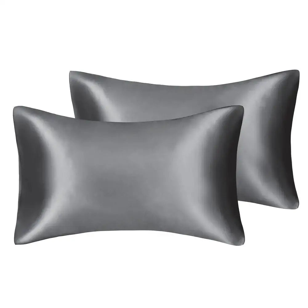 2pcs/lot Solid Silky Satin Skin Care Pillowcases Hair Anti Pillow Case Queen Size Envelope Pillow Covers for Home Hotel Travel