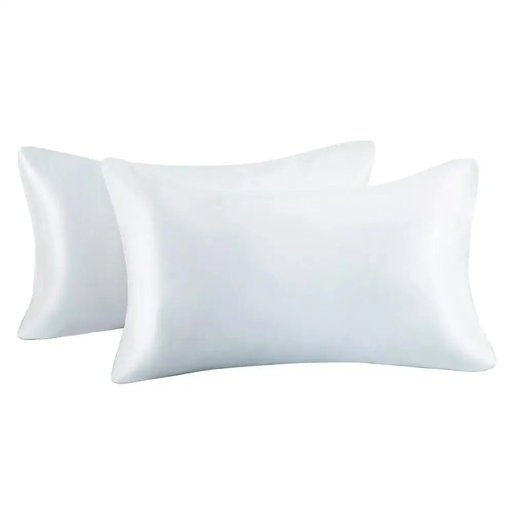 2pcs/lot Solid Silky Satin Skin Care Pillowcases Hair Anti Pillow Case Queen Size Envelope Pillow Covers for Home Hotel Travel